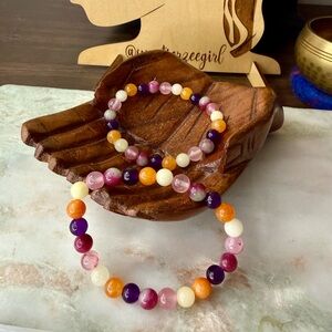 Handcrafted Sunset Multicolored Pride Dyed Jade Morganite Bracelet